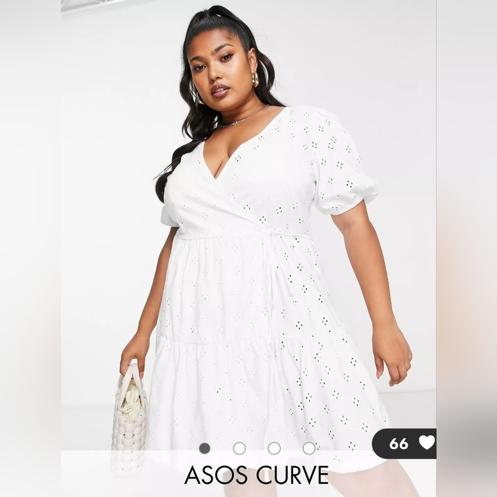 ASOS Curve white wrap dress